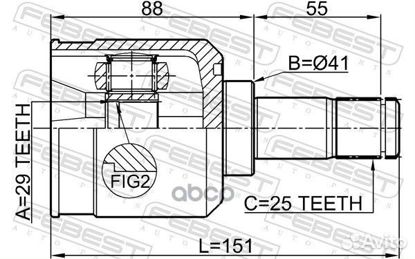 ШРУС внутренний 29X41X25 mitsubishi lancer CY,C