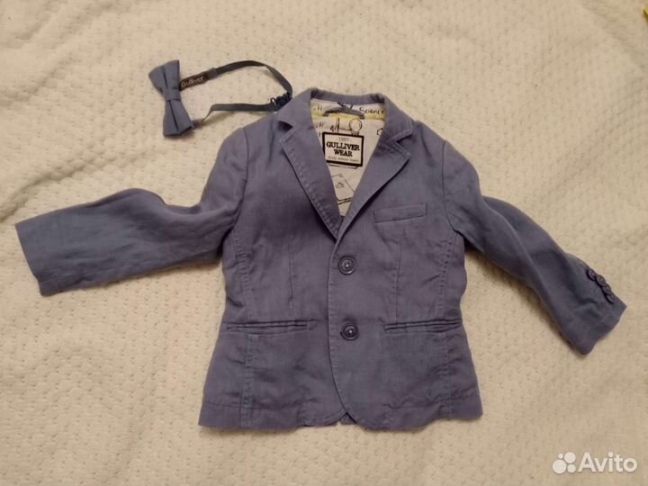 Пиджак+бабочка Gulliver из жатого хлопка. 3 года