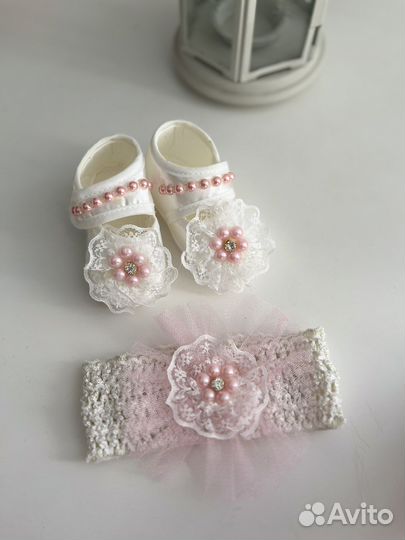 Пинетки и повязка для девочки