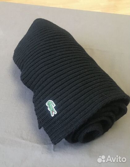 Шарф Lacoste унисекс шерстяной оригинал черный