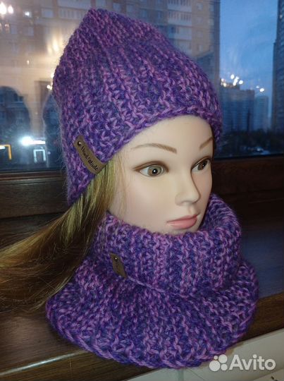 Снуд и шапочка комплект вязаный