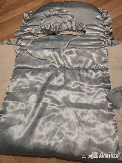 Конверт на выписку для мальчика из шёлка