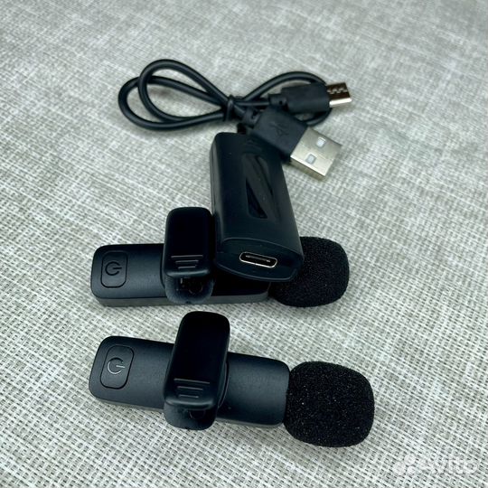 2в1 петличные беспроводные микрофоны AUX 3,5mm K35