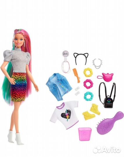 Кукла barbie с разноцветными волосами