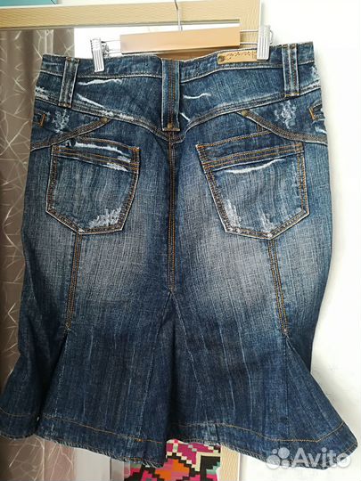 Джинсовая юбка миди