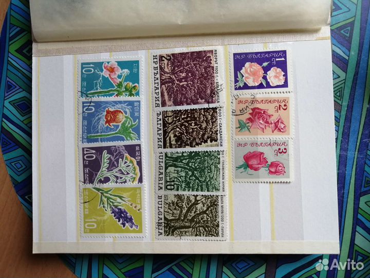 Марки цветы, бабочки, грибы