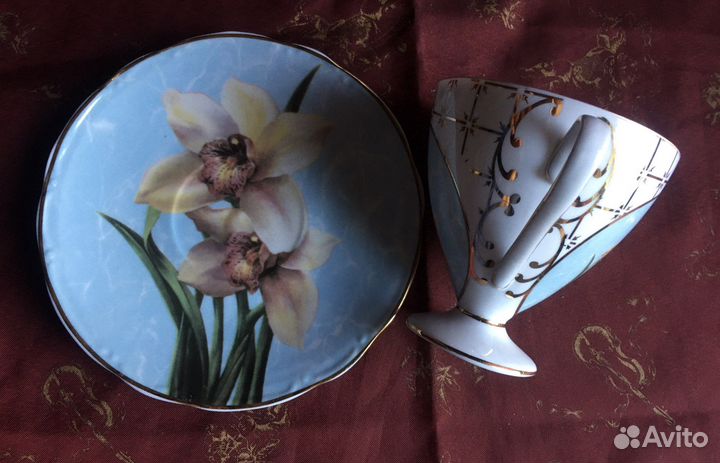 Чашка с блюдцем тонкий фарфор