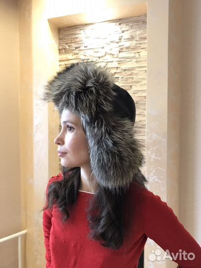 Шапка ушанка из чернобурки