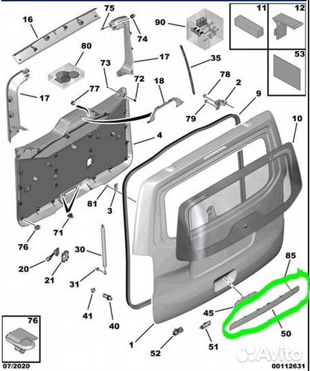Накладка двери багажника Peugeot Traveller combi