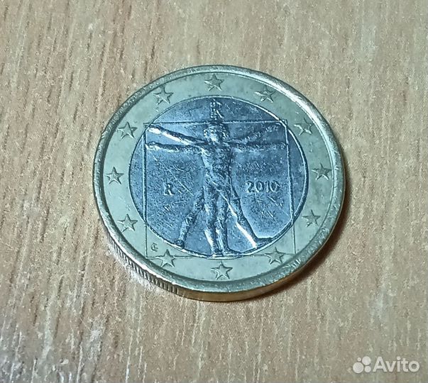 Монета 1 евро италия 2010