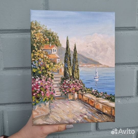 Картина маслом Крымский пейзаж крым море на холсте