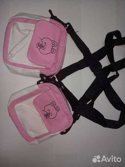 Женская сумка на плечо, розовая с принтом