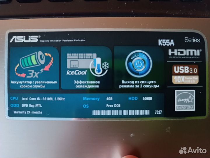 Ноутбук asus K55A