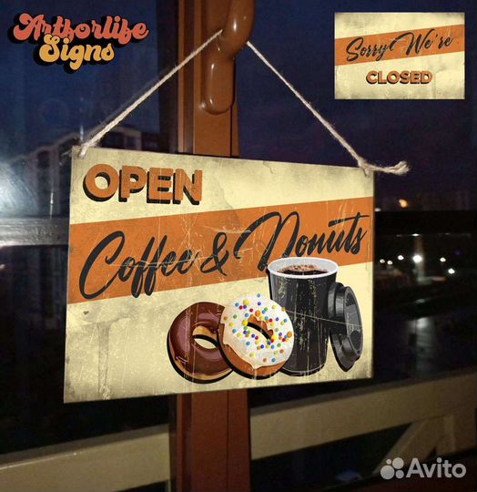 Табличка на дверь open / closed, открыто / закрыто