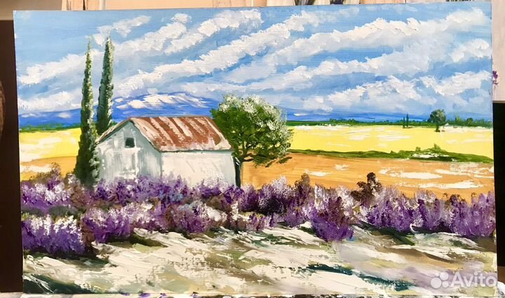 Картина маслом пейзаж лаванда прованс