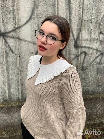 Воротник съемный белый с гипюром аксессуар