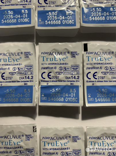 Линзы 1-day acuvue TruEye -5,50; 8,5