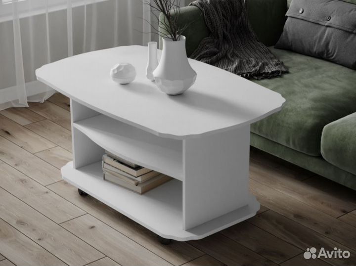 Журнальный стол с полками Консул 2 Белый