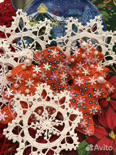 Набор вязаных елочных игрушек