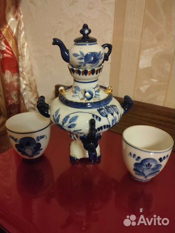 Гжель мини самовар с чайником