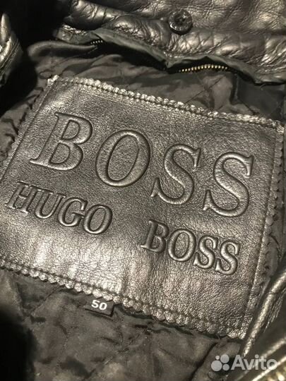 Винтажная кожаная куртка hugo boss Y2K