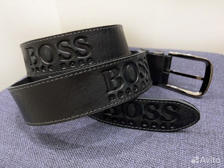 Ремень Boss натуральная кожа широкий 4,3 см