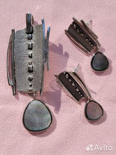 Кулон серьги с перламутром Италия