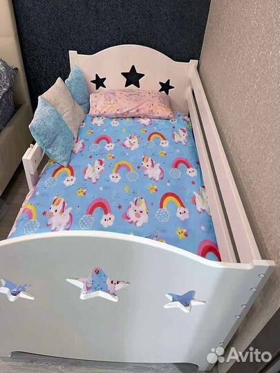 Кроватка из натурального дерева детская сингл высо