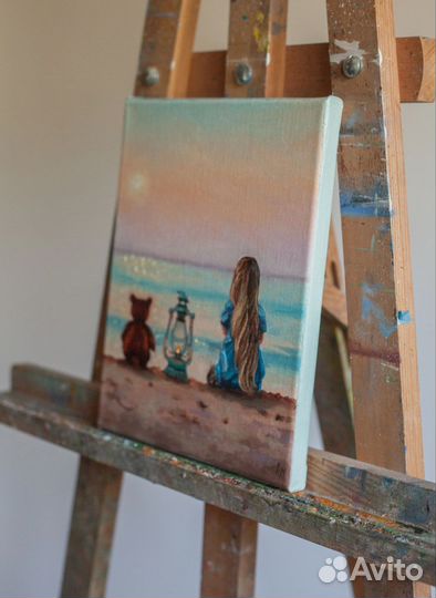 Картина Морской пейзаж. Картина с девочкой