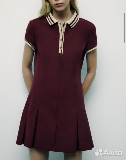 Платье поло Zara бордовое в наличии S