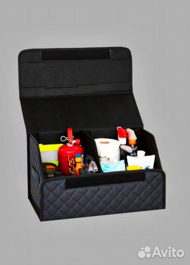 Органайзер в багажник, синяя строчка, ромб