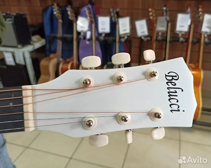 Акустическая гитара Belucci 38 дюймов белая новая