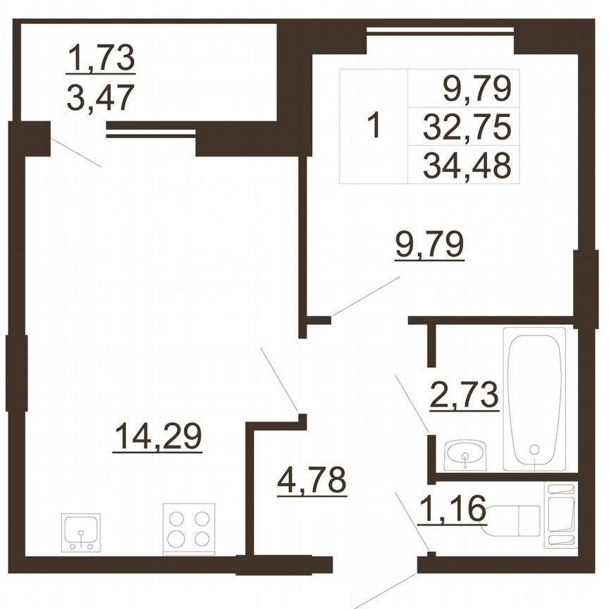 1-к. квартира, 34,5 м², 8/11 эт.