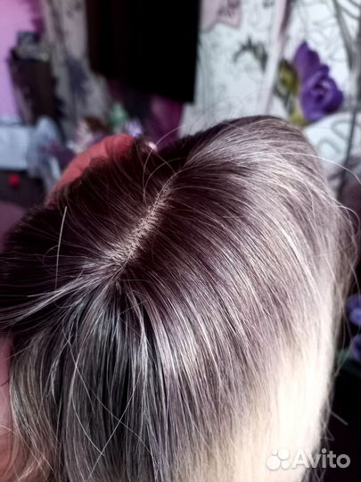 Накладка из натуральных волос с чёлкой новая бронь