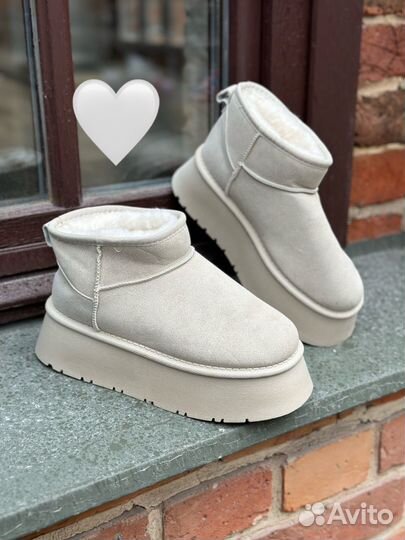 Угги ugg короткие на высокой подошве/платформе