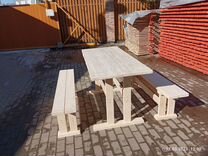Стол и скамейки из массива дерева для дома и дачи
