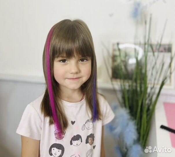 Наращивание натуральных цветных прядей