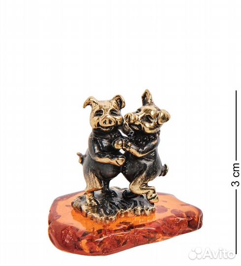 Фигурка Поросята Диско (латунь, янтарь) A2163578