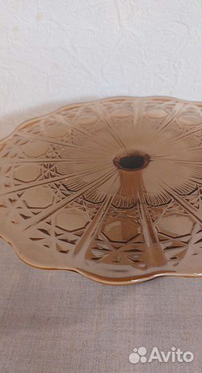 Ваза (тортница) цветное стекло СССР клеймо 1950е