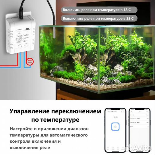 Реле питания в умный дом Tuya 16A, Wi-Fi Алисой