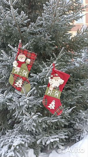 Носок новогодний для подарков 53см, текстиль