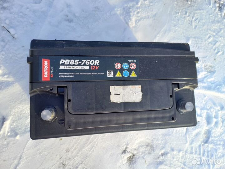 Аккумулятор 85Ah patron plus 12V 85AH 760A