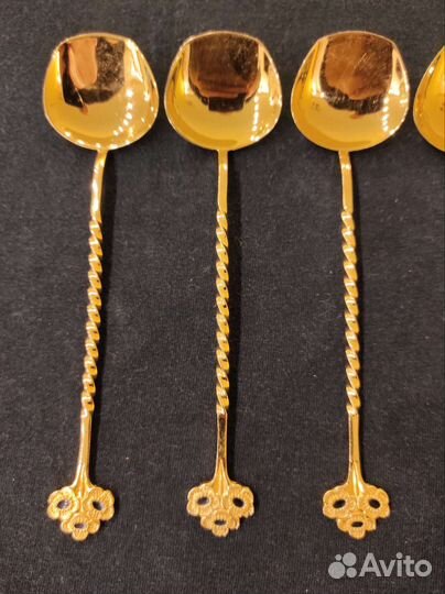 Комплект ложек совочков мельхиор позолота Таллин