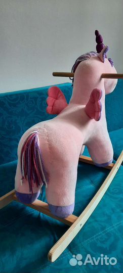 Лошадка единорог качалка деревянная