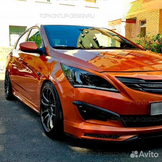 Накладки на передние фары zeus для Hyundai Solaris