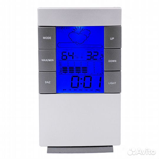 Часы метеостанция настольные с будильником