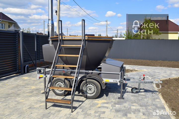 Банный чан на прицепе для бизнеса