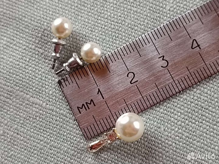 Украшения под жемчуг комплект серьги подвеска