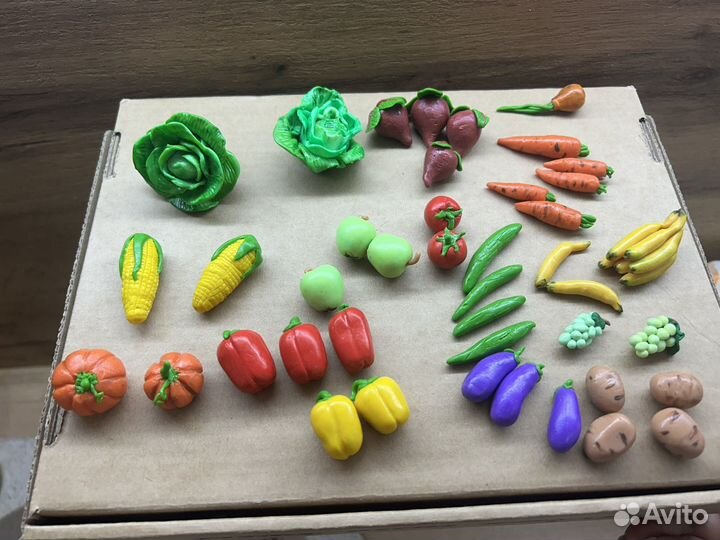 Овощи и фрукты из полимерной глины маленькие