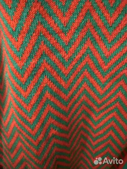 Зеленый кардиган с ярким принтом хлопок S